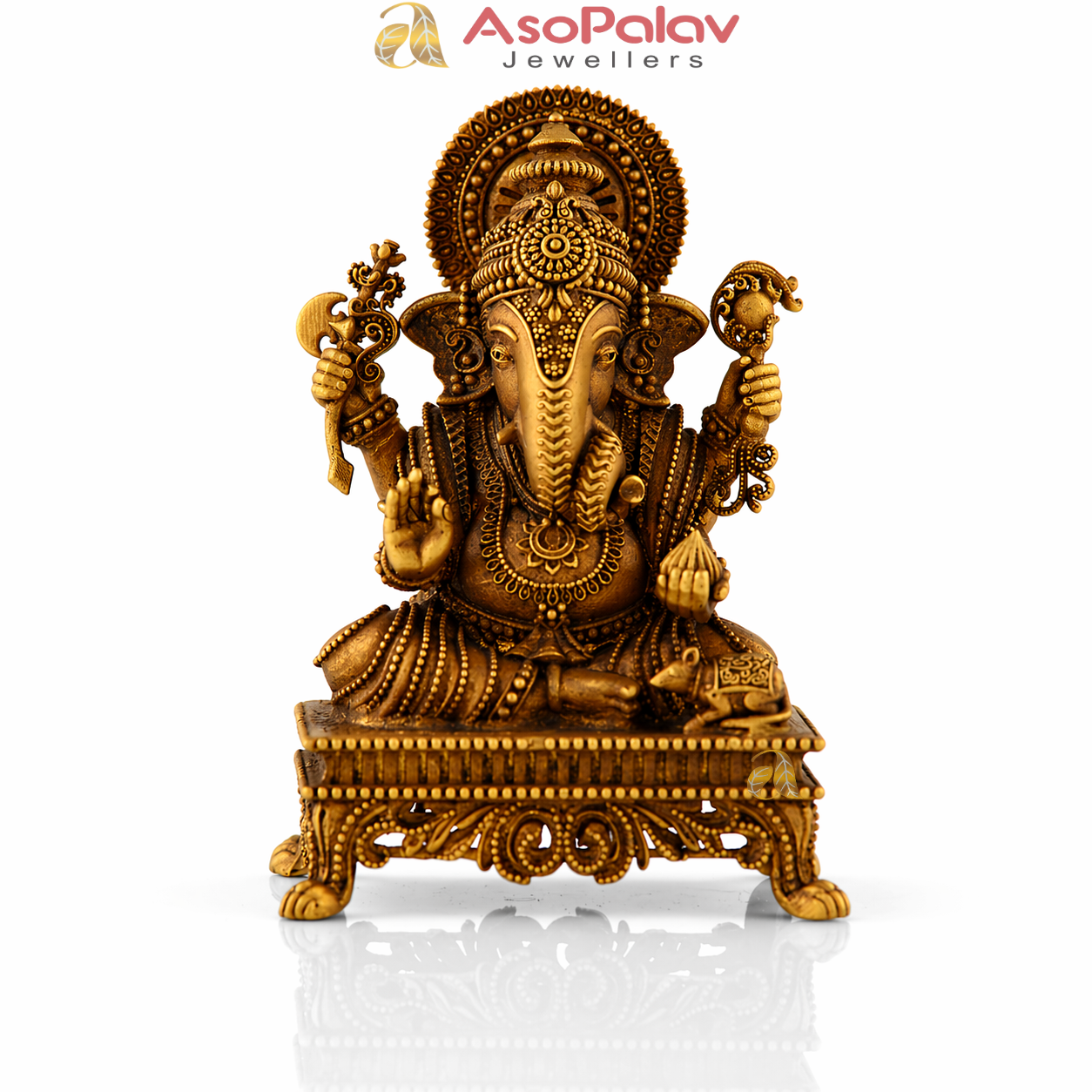 Divine Ganesha Idol In Pure Gold