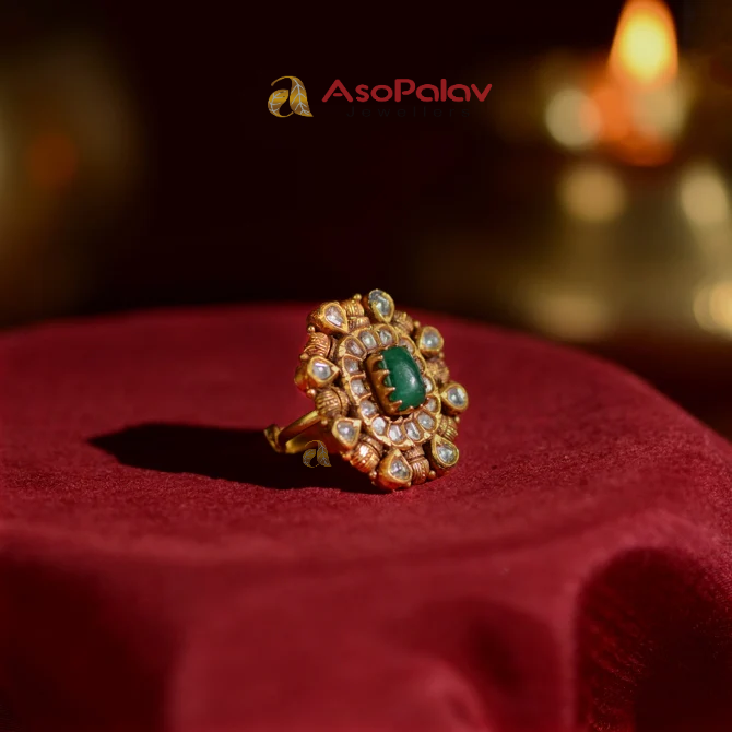 Gold Ring with Unique Prong Setting