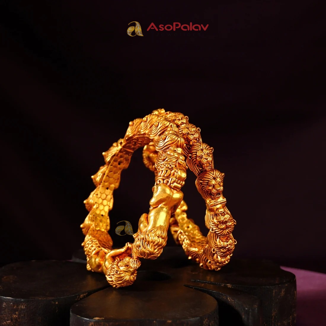 22K Antique Nakshi Lion Kada