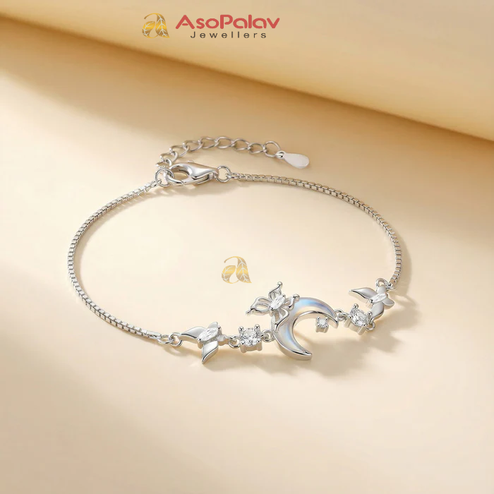 Moon Charm Silver Bracelet