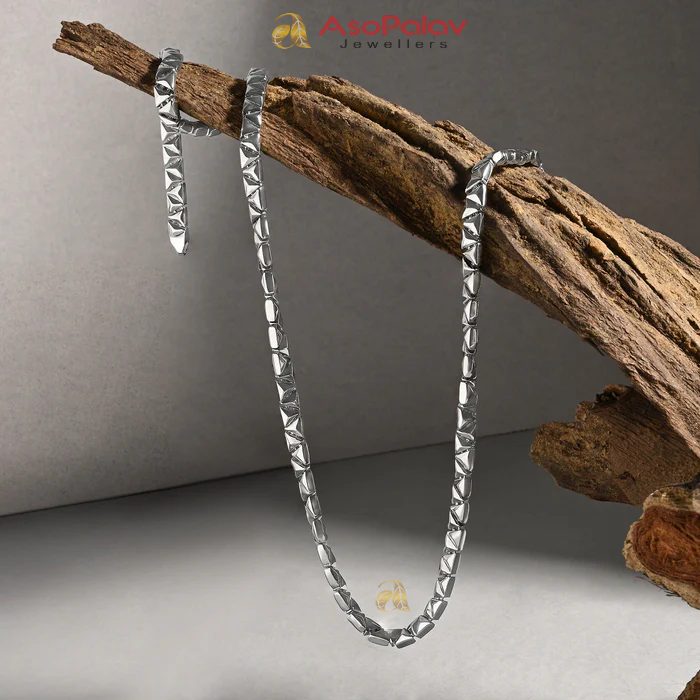 Faceted Link Silver Chain