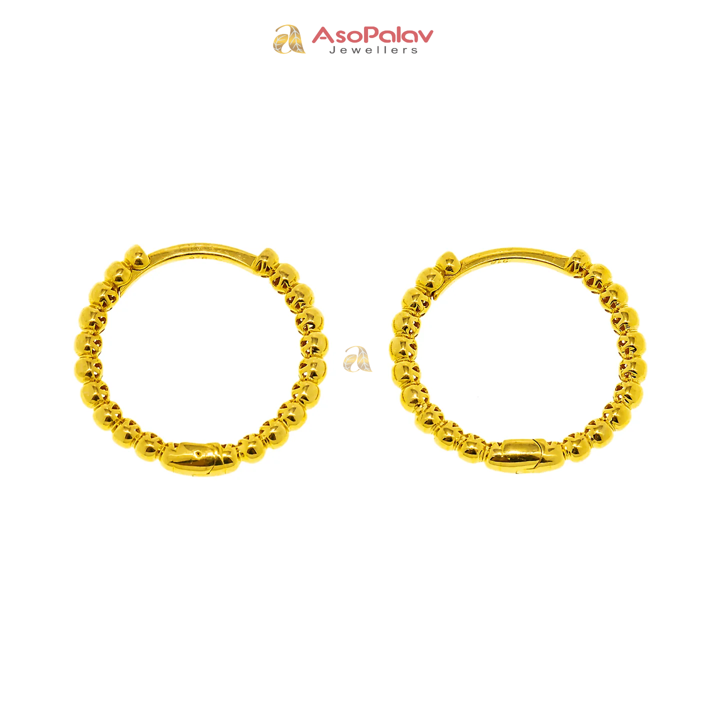 22K Yellow Gold Beaded Hoop Earrings (2.8 grams)