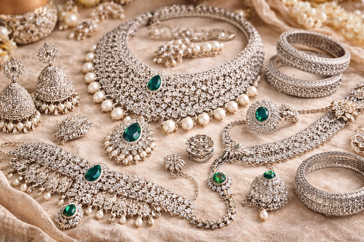 Silver jewellery complete set