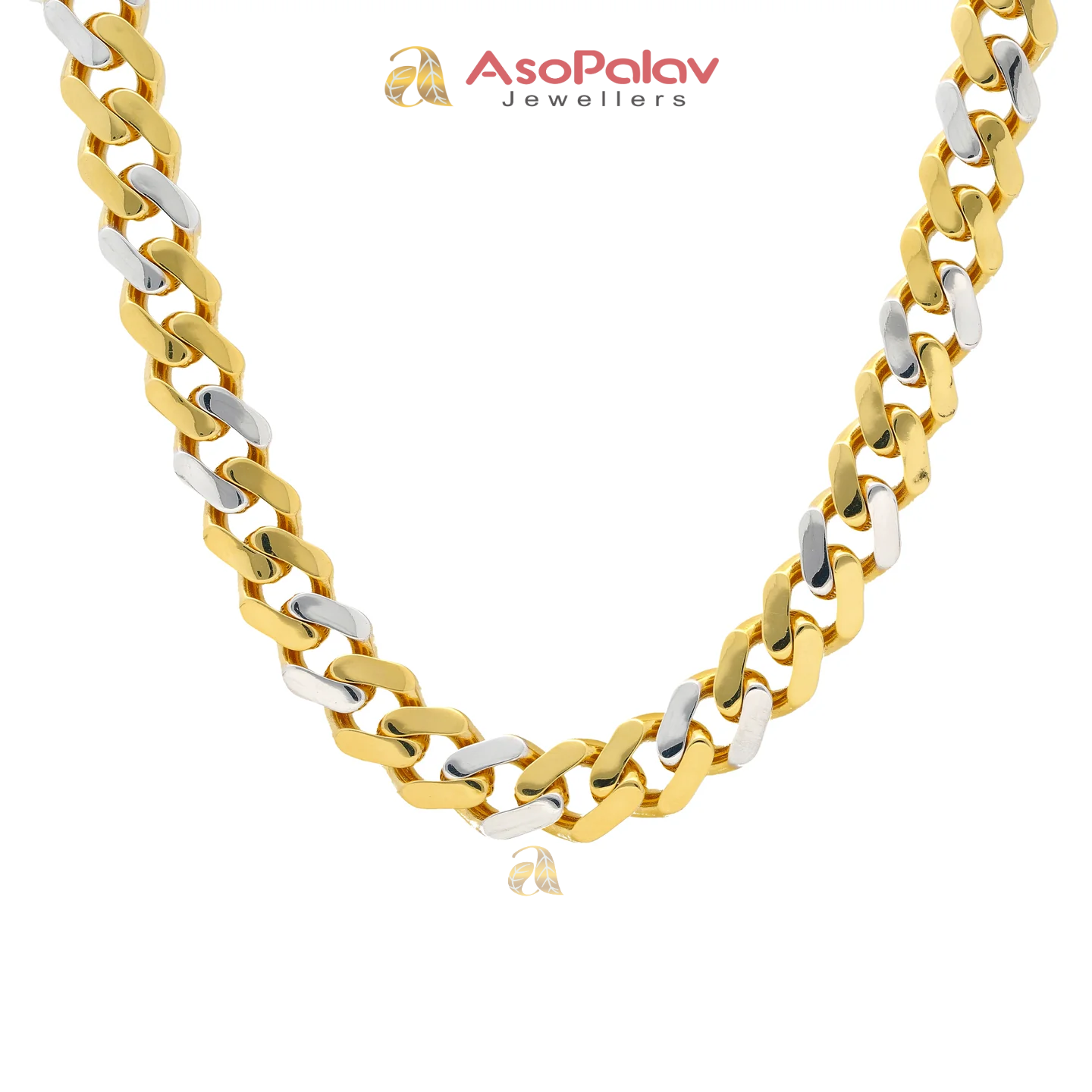 22K Multi-Tone Gold Cuban Chain 20" 56.7 Grams 12mm Luxury