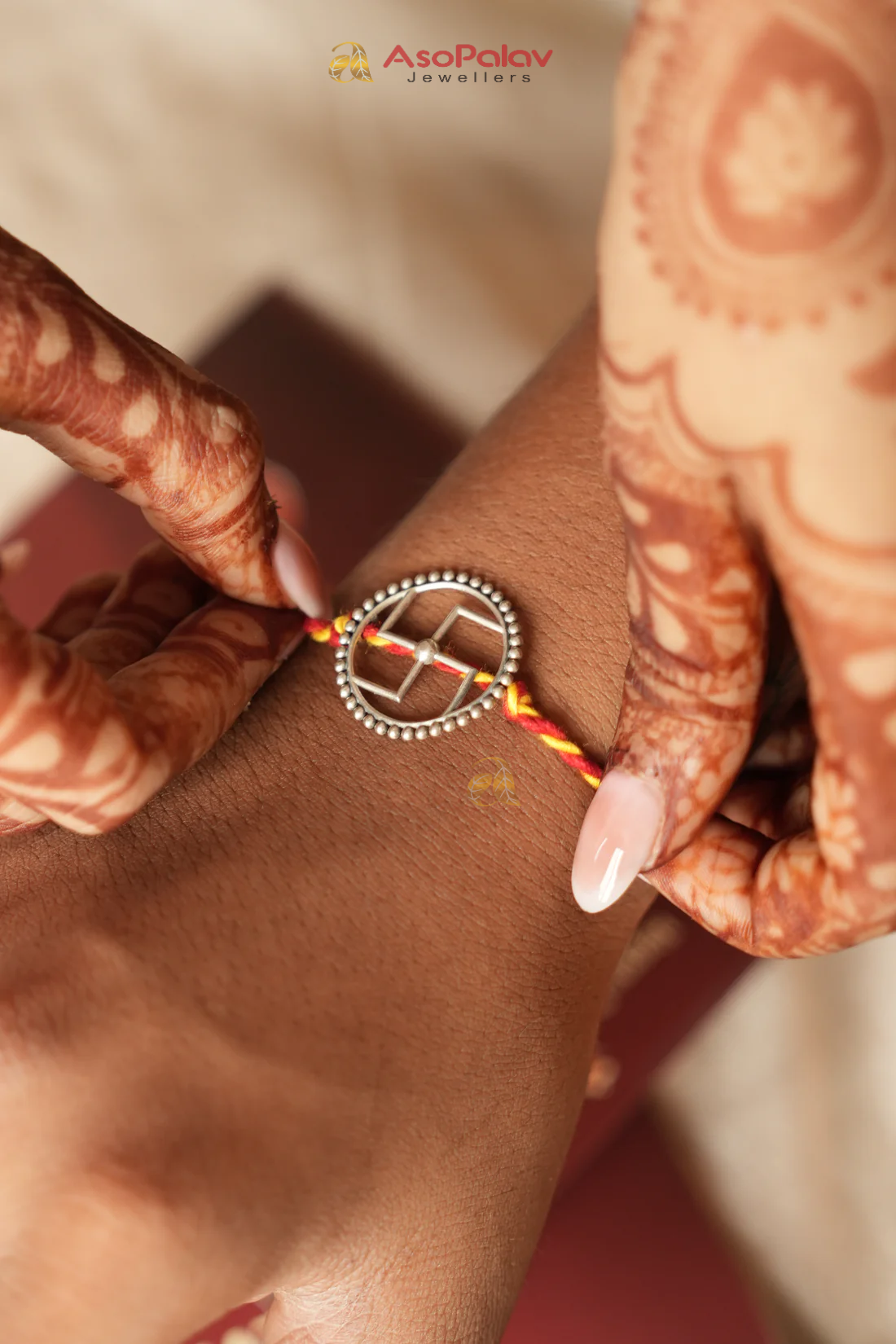 925 Sterling Silver Swastik Rakhi for Raksha Bandhan