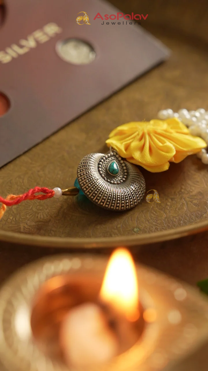 925 Sterling Silver Lumba Rakhi for Bhabhi