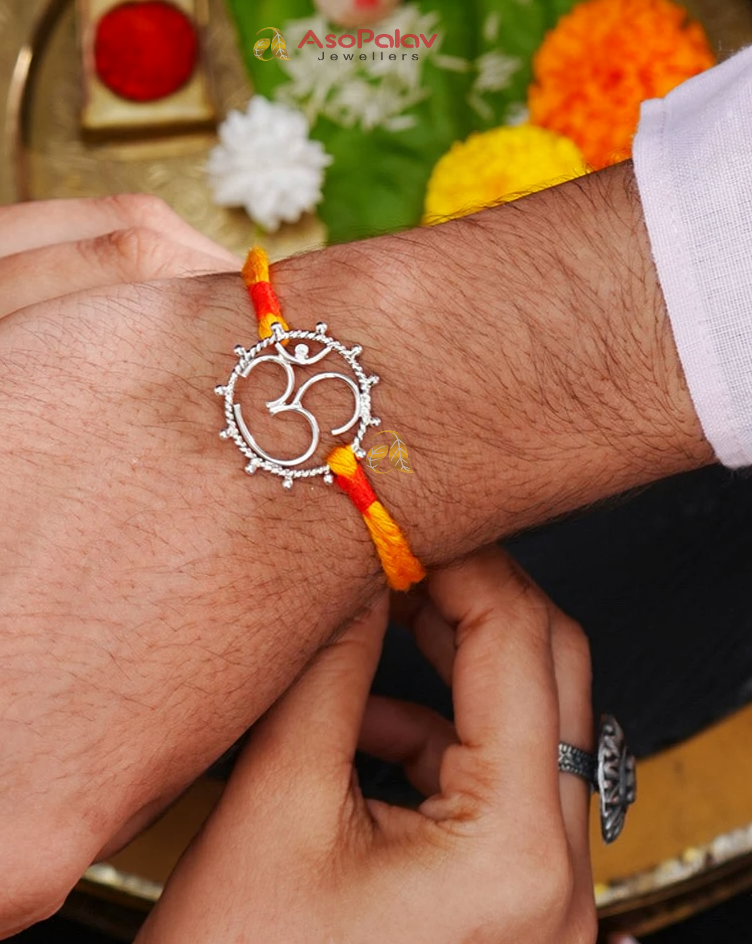 925 Sterling Silver Om Pendant Rakhi for Brother
