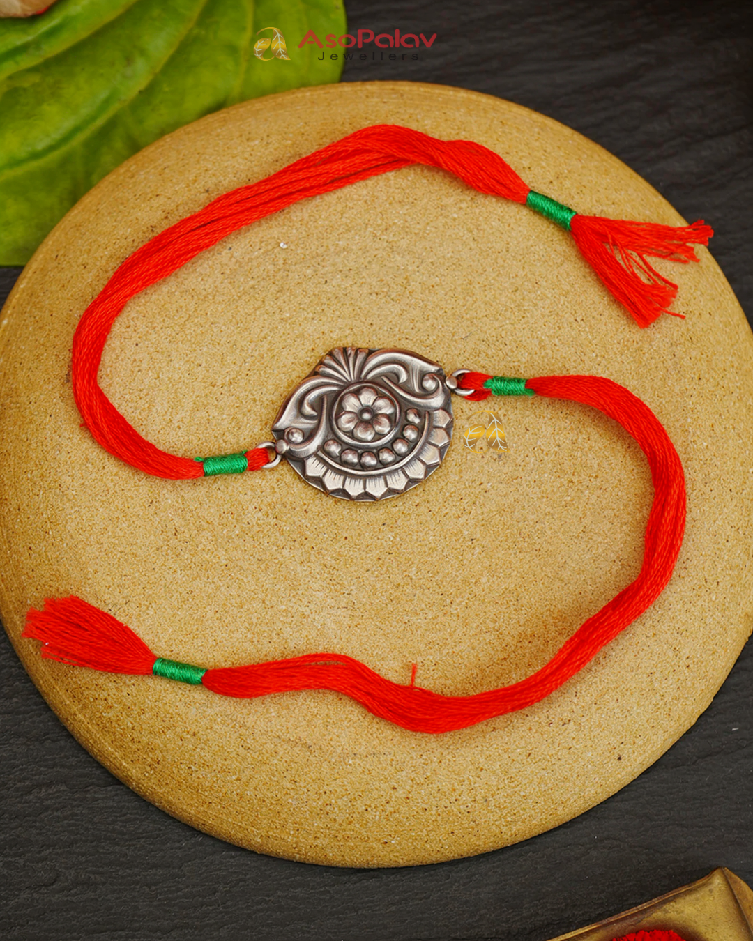 925 Silver Flower Rakhi – Elegant Floral Sacred Thread for Brother