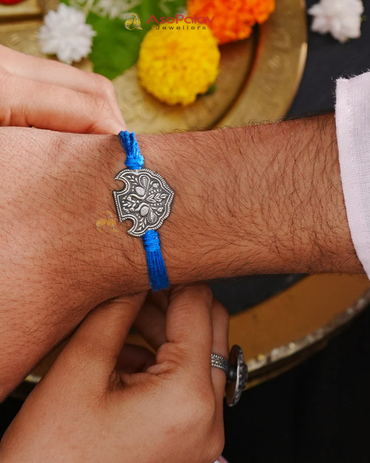 925 Silver Peacock Rakhi – Graceful Sterling Silver Raksha Bandhan Thread