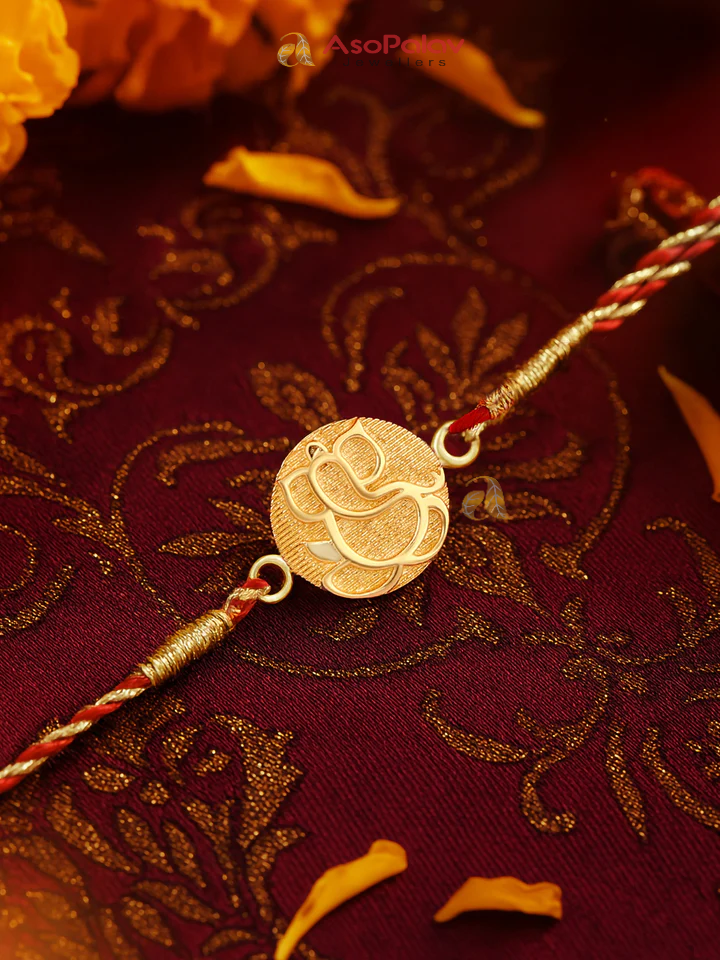925 Silver Jai Ganesha Gold Rakhi for Brother – Divine Blessings