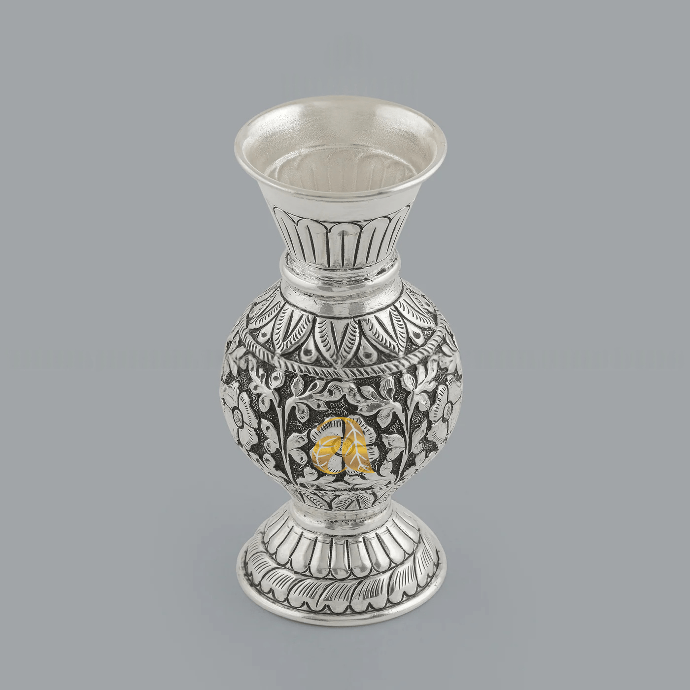 Antique Silver Vase in Flower Designs - Image 3