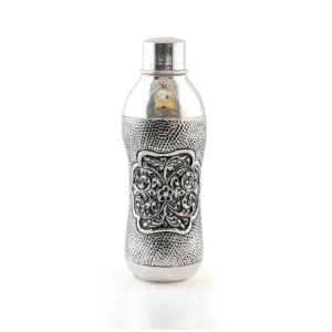 Elegant Floral Design Silver Water Bottle