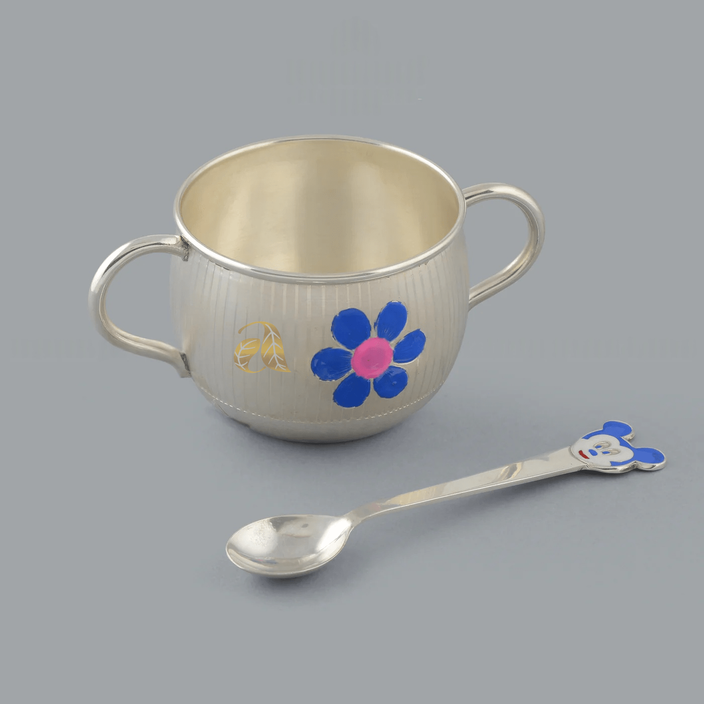 Silver Cup and Spoon for Baby in Cartoon Motif - Image 3