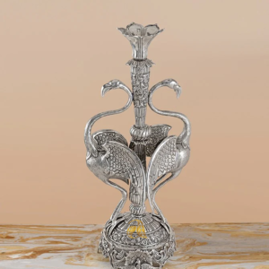 Bird Figurine Silver Flower Vase