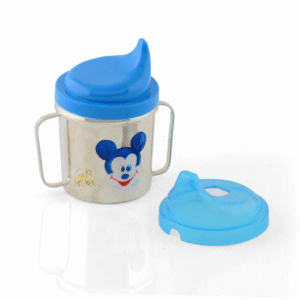 Silver Baby Water Bottle with Mickey Mouse Face