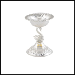 Silver Deepam in Swan Motif