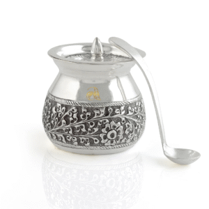 Silver Floral Antique Ghee Pot