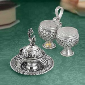 Antique Silver Kumkum Bharni & Panchapali