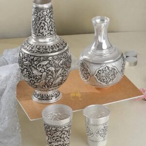 Antique Silver Vase & Glass