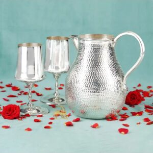 Luxurious Silver Jug and Glass Set