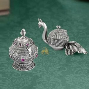 Silver Kumkum Bharni In 3D Polish