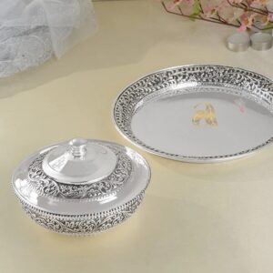 Traditional Silver Serving Dish & Plate